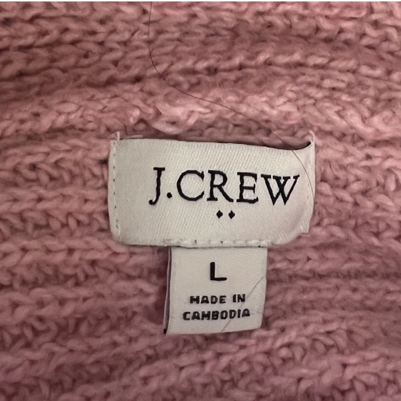 J. CREW PINK CHUNKY KNIT LONG SLEEVE COWL NECK SWEATER SIZE L - Picture 4 of 4